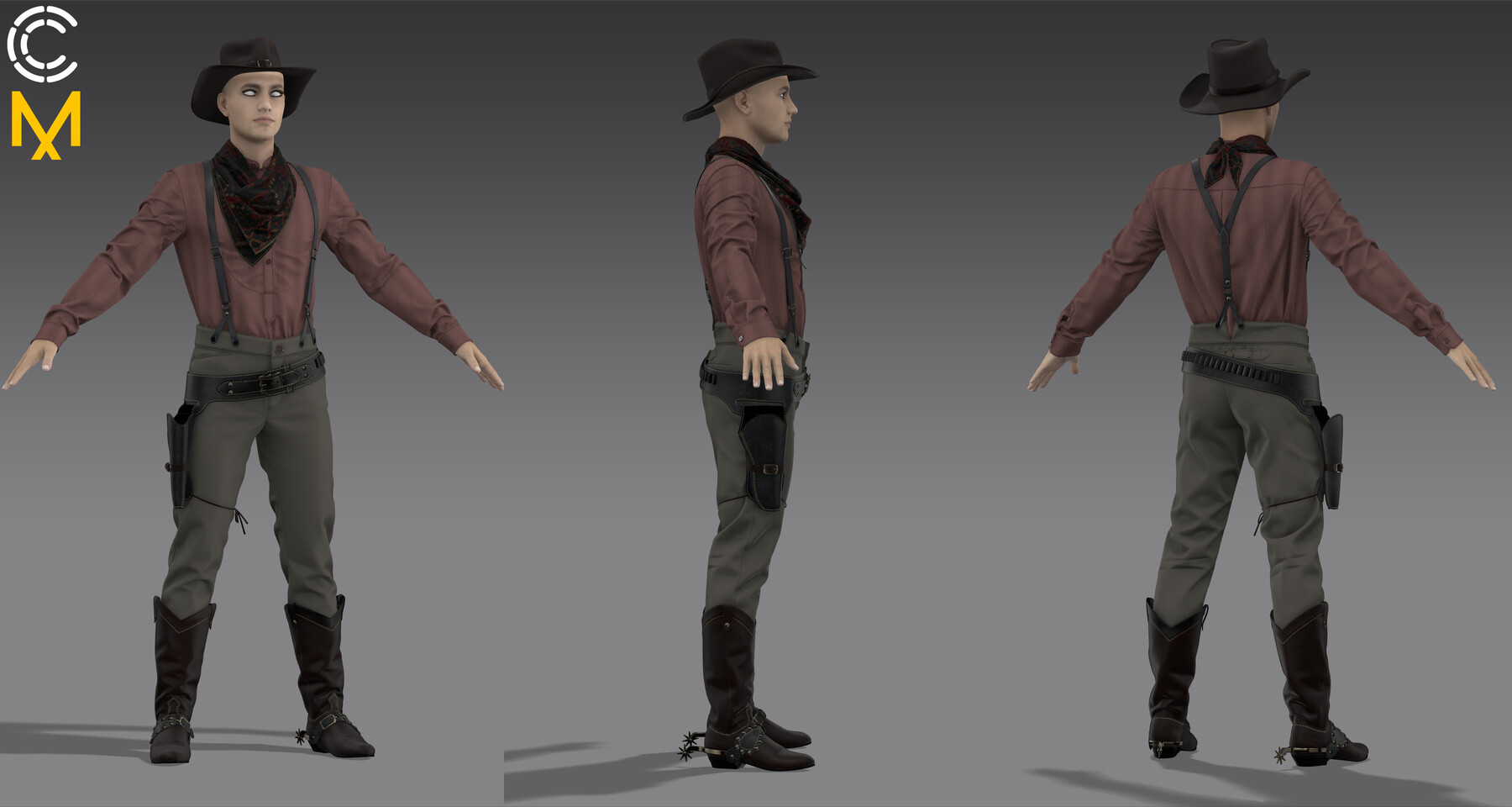 ArtStation - Cowboy outfit 2. Marvelous Designer/Clo3d project + OBJ ...