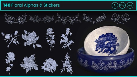 140 Floral Alphas and Stickers