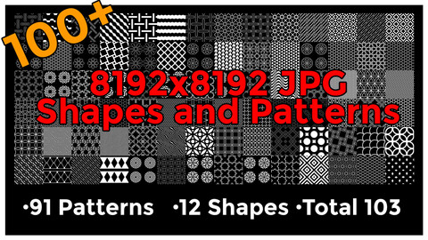 100+ Shapes and Seamless Patterns Texture (8192x8192 JPG)