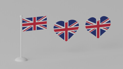 Heart Shaped UK Flag 3D model