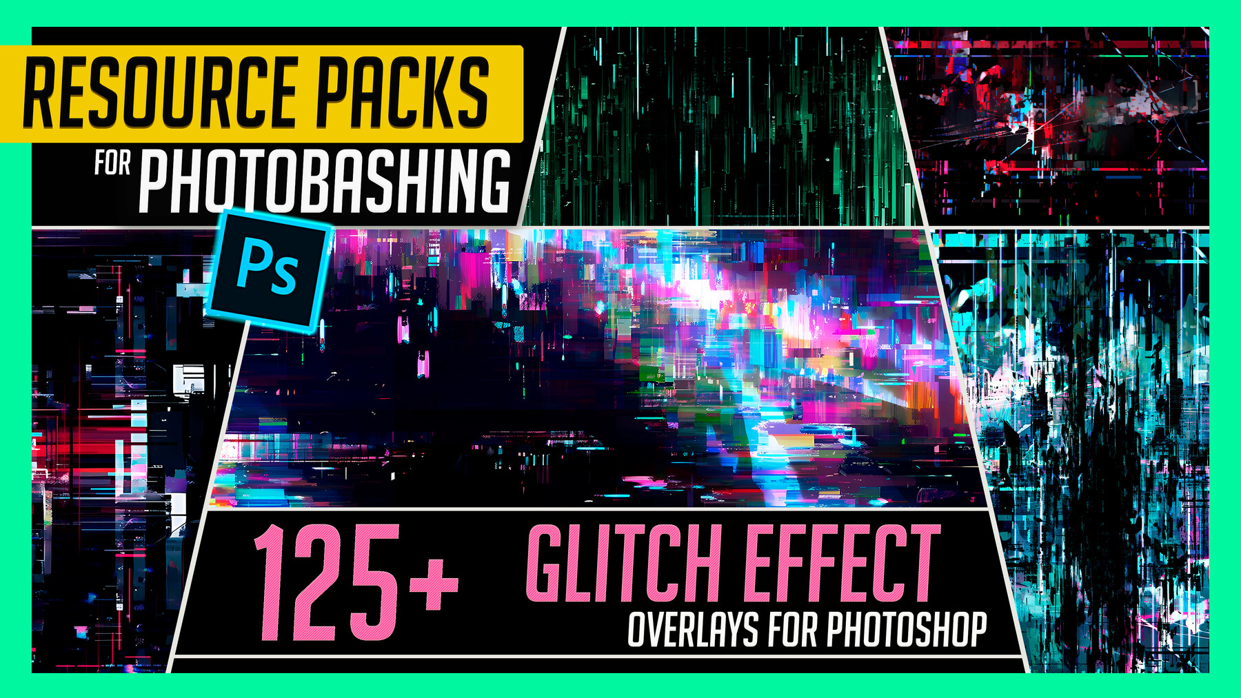 VHS Glitch Effect Photoshop Texture Overlay (Abstract)