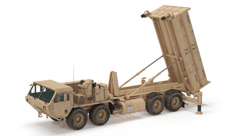 US Mobile Anti Ballistic Missile System THAAD Open Version 3D Model