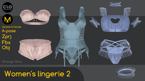 Women's lingerie 2. Clo3d, Marvelous Designer projects.