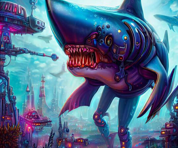 ArtStation - Fantasy Robot Shark Wonderland | Artworks