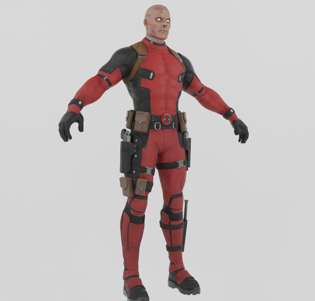 Artstation Deadpool Maskless Textured Rigged Resources