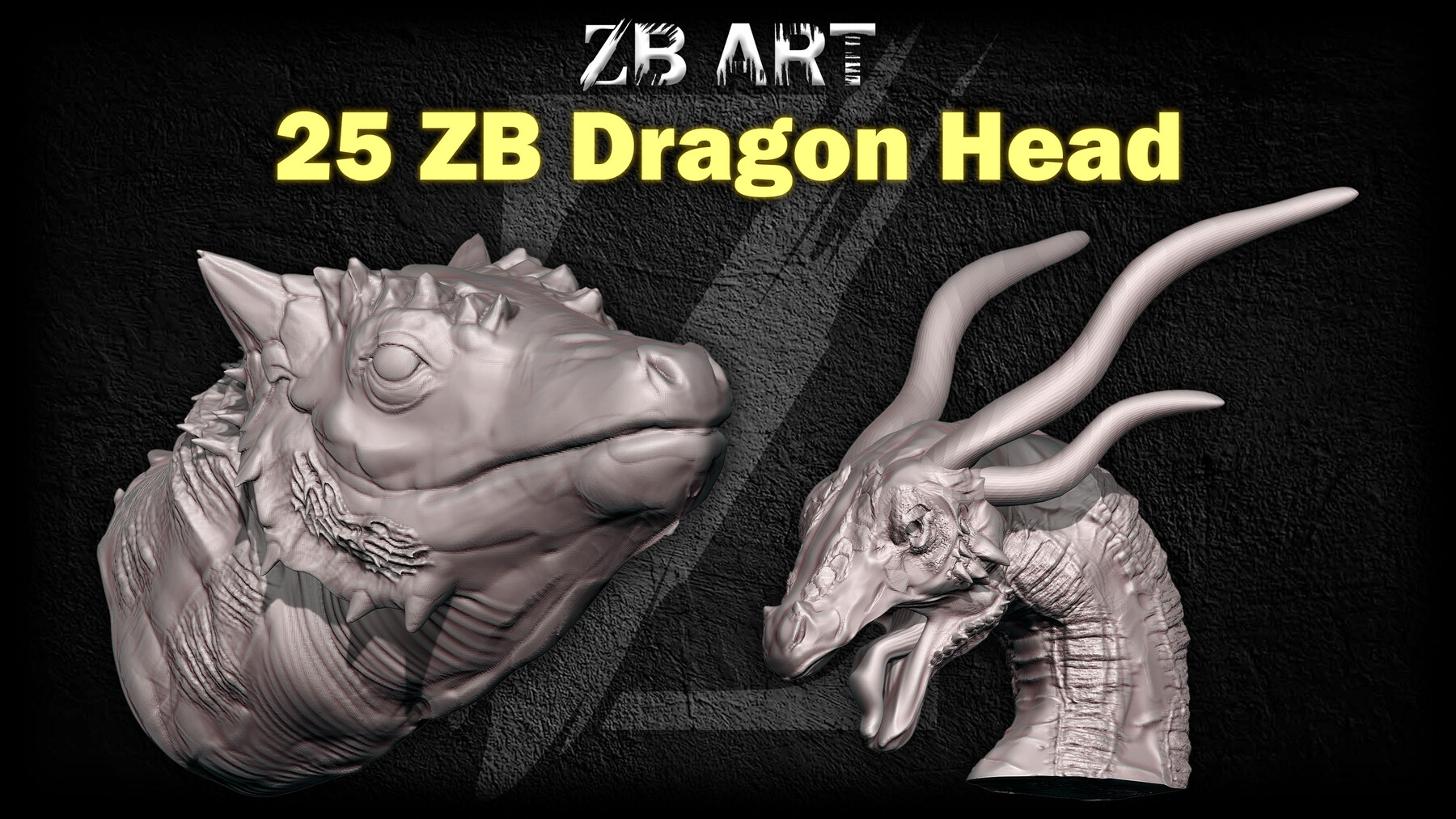 25 ZB ART Dragon Head For ZBrush (IMM Brush + 3D Model) - Vol 3