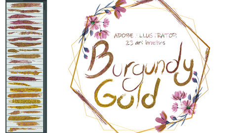 Burgundy & Gold Illustrator Brushes