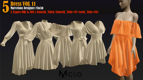 5 Dress_VOL11 (Marvelous/CLO +ZPRJ +OBJ+FBX+UV)