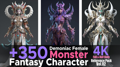 +350 Demoniac Female Monster (Fantasy Character) Vol.02 | 4K | Reference Pack