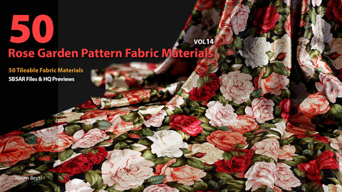 50 Tileable Rose Garden Pattern Fabric Materials-VOL14. SBSAR