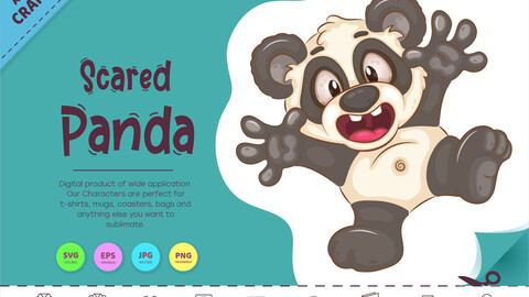 Scared Сartoon Panda. Clipart.