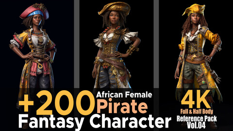 +200 African Female Pirate (Fantasy Character) Vol.04 | 4K | Reference Pack