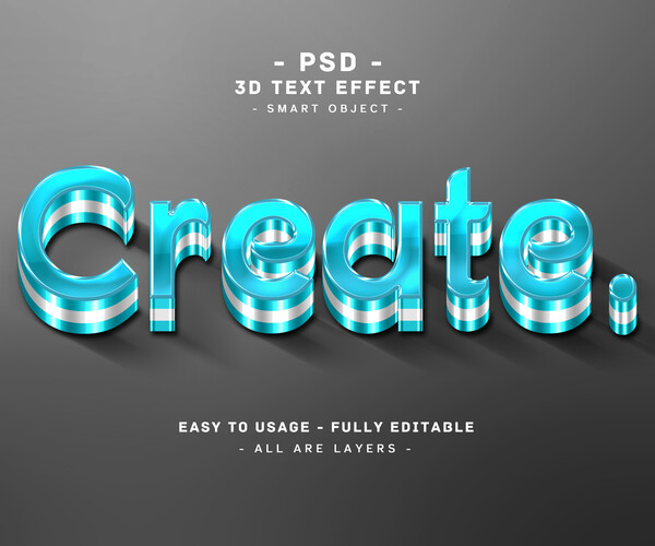 ArtStation - 3D Create. PSD fully editable text effect. Layer style PSD ...