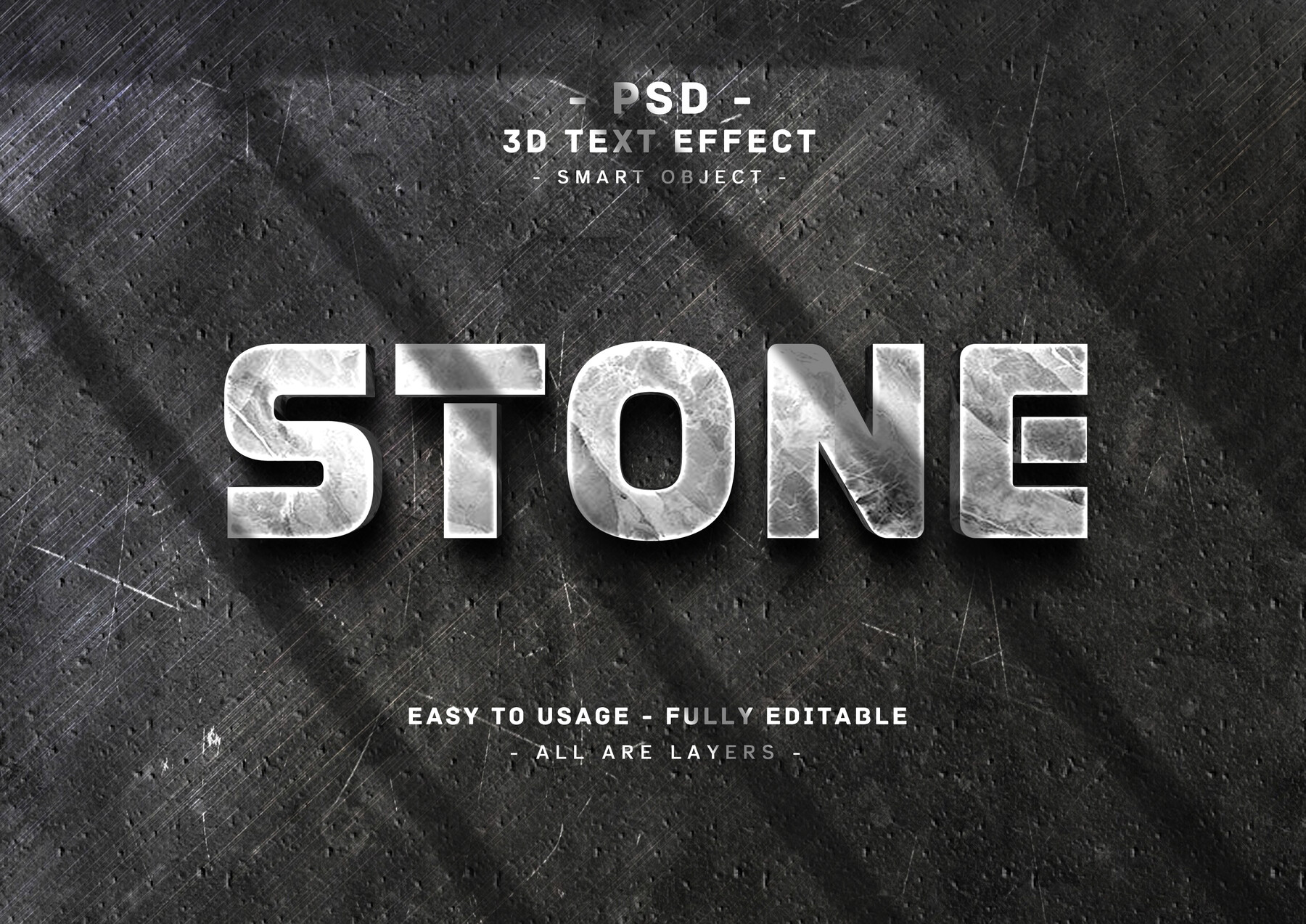 ArtStation - 3D Stone. PSD fully editable text effect. Layer style PSD ...