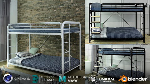 steel bunk beds 3D Model