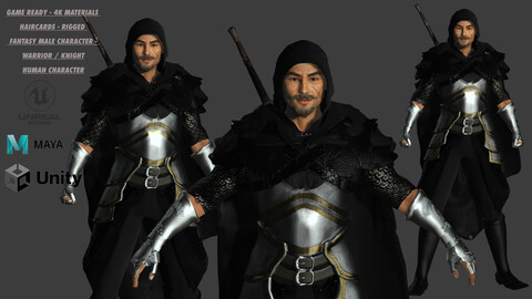 AAA 3D BEARDED MALE FIGHTER or KNIGHT or WARRIOR - REALISTIC RIGGED GAME READY CHARACTER