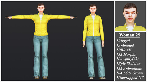 Woman 25 With 52 Animations 32 Morphs