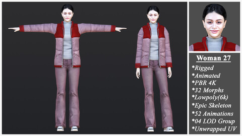 Woman 27 With 52 Animations 32 Morphs