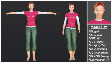 Woman 29 With 52 Animations 32 Morphs