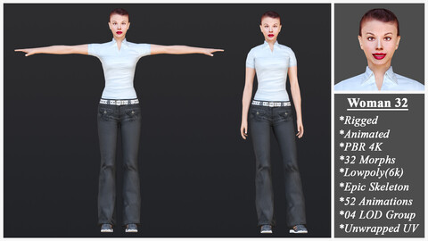 Woman 32 With 52 Animations 32 Morphs