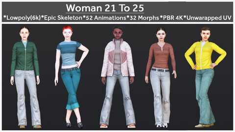 Woman 21 To 25 With 52 Animations 32 Morphs