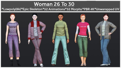 Woman 26 To 30 With 52 Animations 32 Morphs