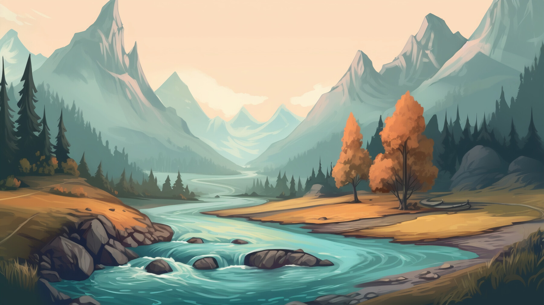 ArtStation - Caricature of a River and its Mountain Companions | Artworks