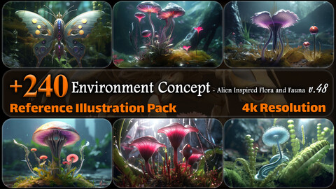 240 Environment Concept - Alien-Inspired Flora and Fauna Reference Pack | 4K | v.48