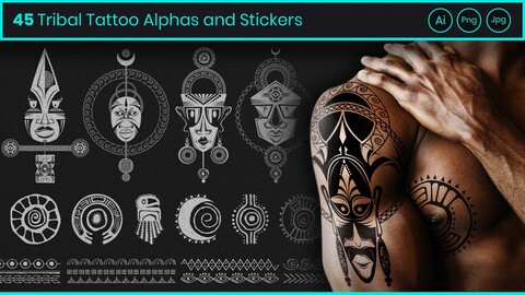 45 Tribal Tattoo Alphas and Stickers
