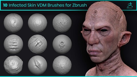 10 Infected Skin VDM Brushes for Zbrush