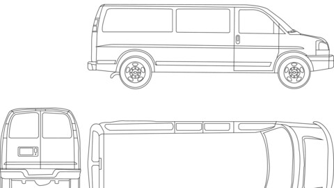 ArtStation - CHEVROLET EXPRESS PASSENGER VAN (2010)line art vector file ...