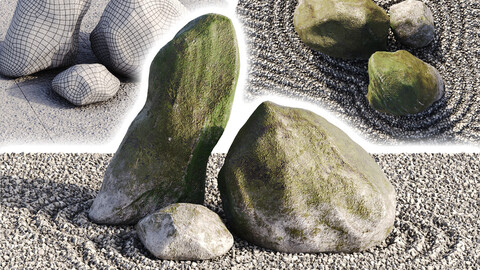 Japanese Rock (Zen) Garden 01 | Low Poly | PBR