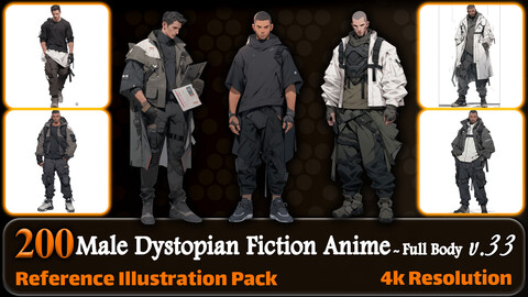 200 Male Dystopian Fiction Anime (Full Body) Reference Pack | 4K | v.33