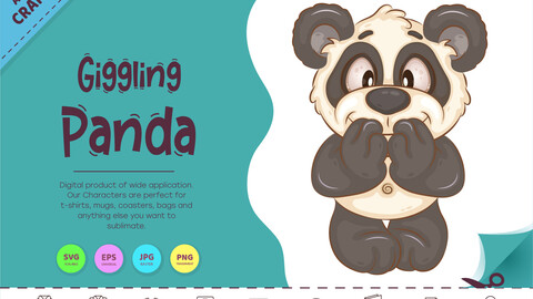 Giggling Cartoon Panda. Clipart.