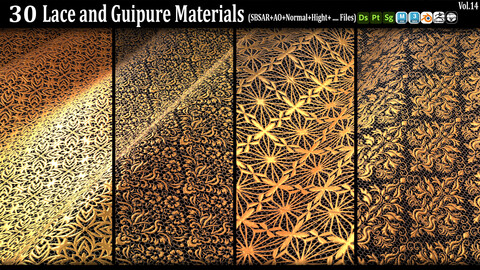 30 Lace and Guipure Materials (SBSAR+AO+NRM+Texture Files).vol14