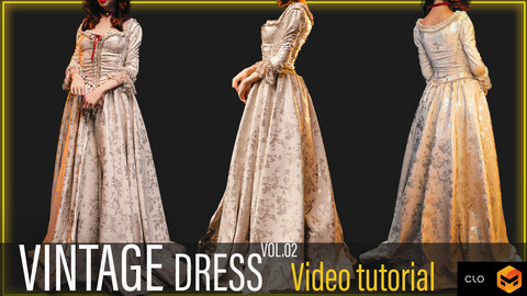 Vintage Dress- marvelous/clo3d+video tutorial