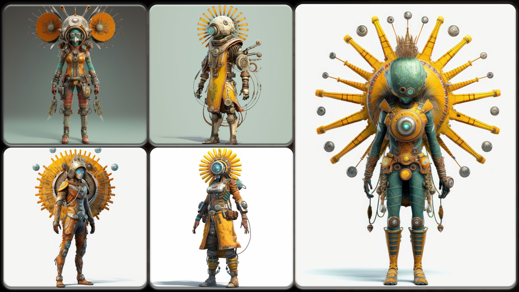 character concept art for a solarpunk rpg, full body