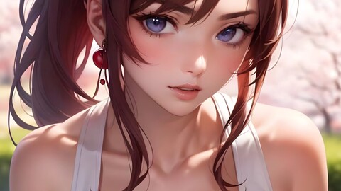 animated girl with brown hair and blue eyes