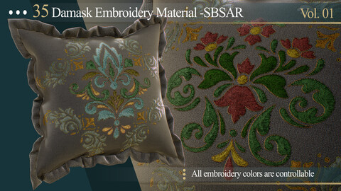 35 Damask Embroidery Decals -SBSAR (Vol. 01)