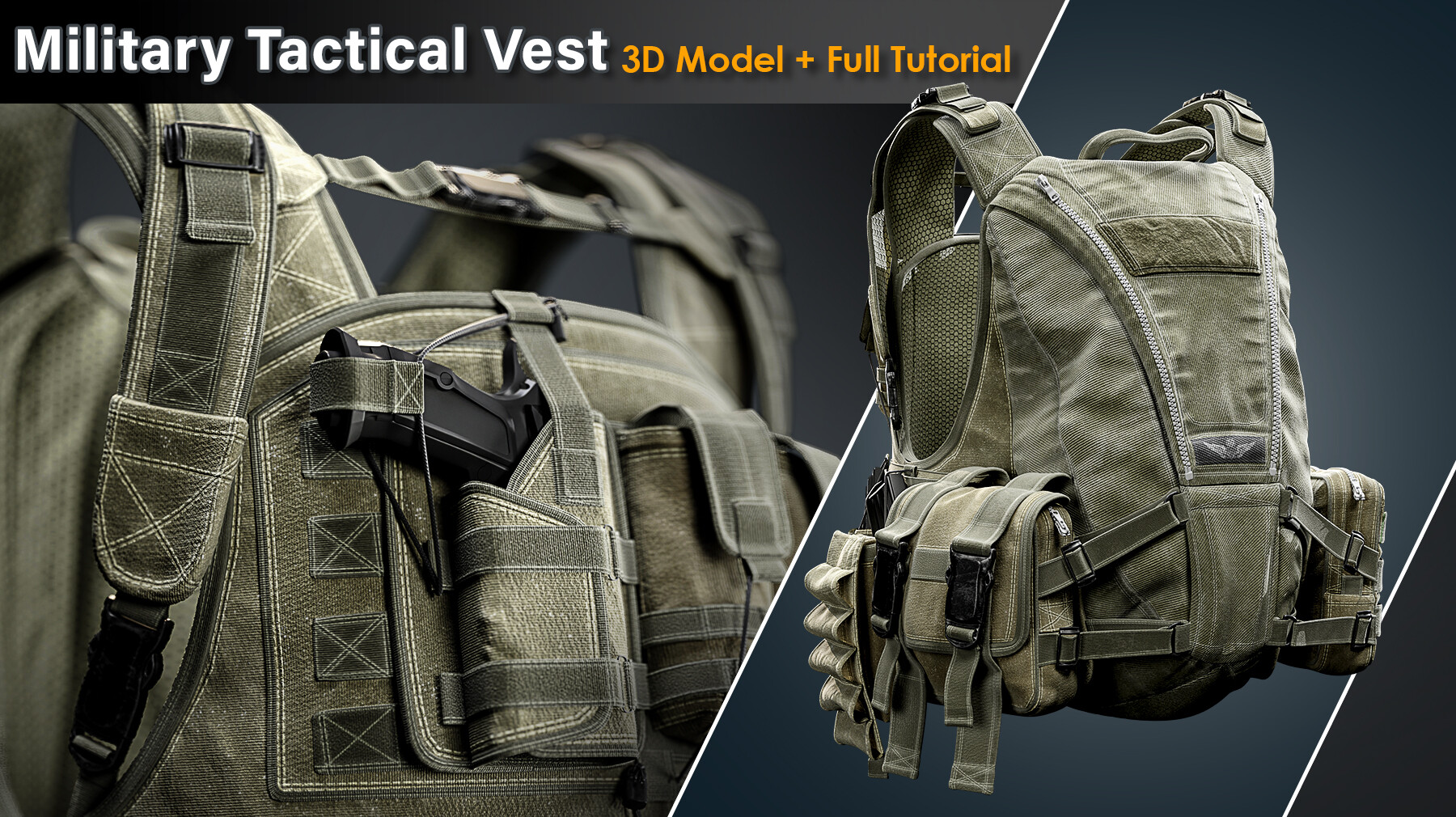 Military Tactical Vest / Full Tutorial + 3D Model