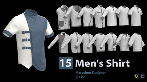 15 Men's Shirts + Zprj +Obj + Fbx