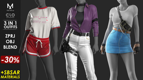 3 in 1 Outfits - Marvelous / CLO Project file