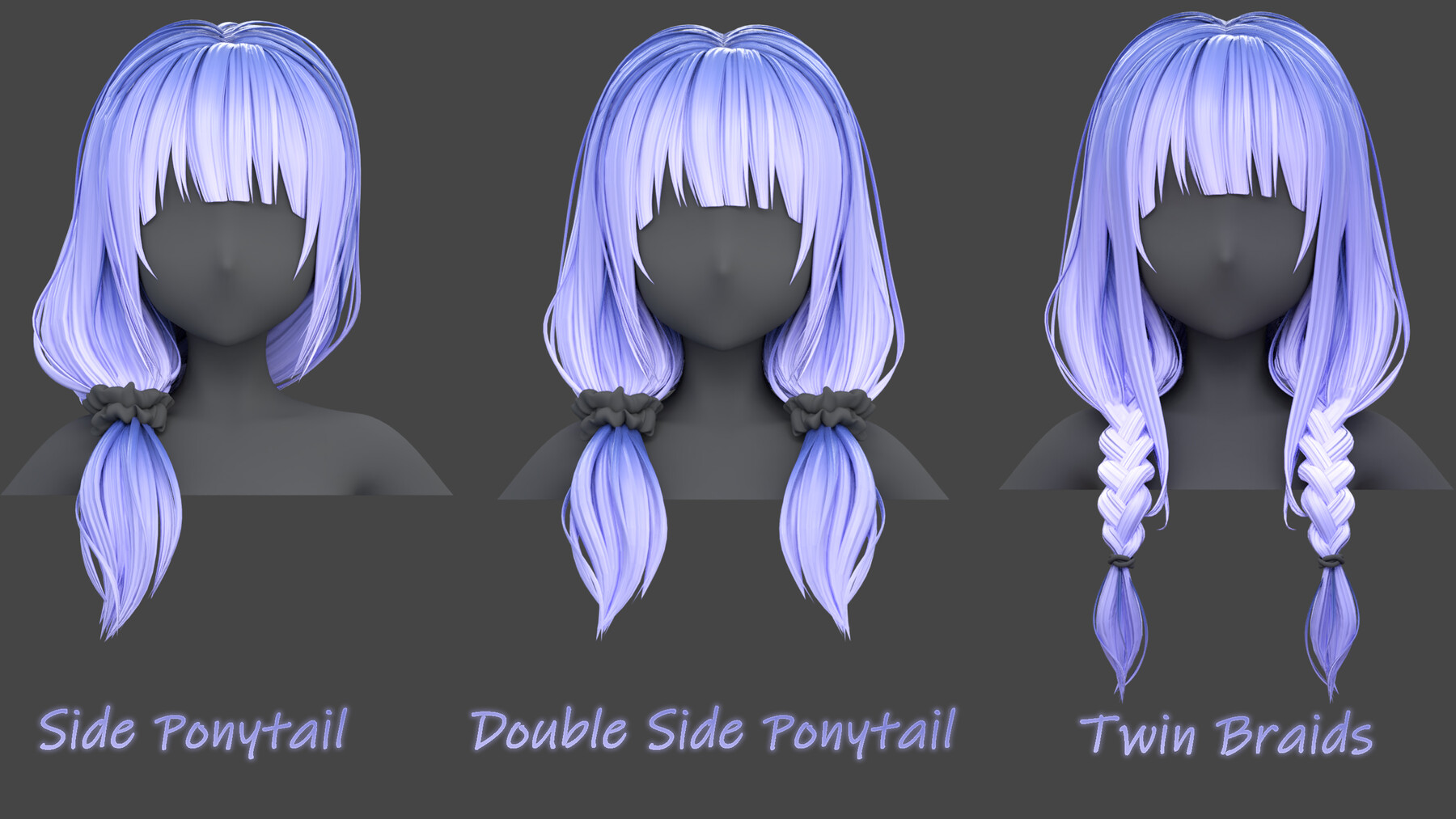 ArtStation - Poly Hairstyle pack-12 types of Hairstyles(obj, fbx, blend ...