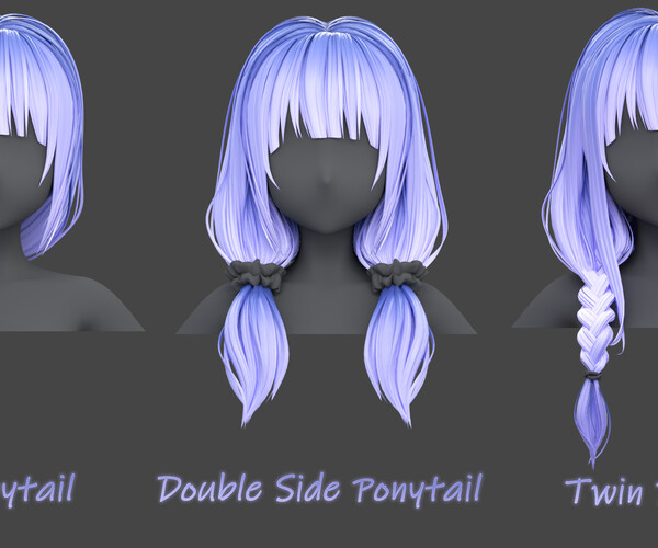 ArtStation - Poly Hairstyle pack-12 types of Hairstyles(obj, fbx, blend ...