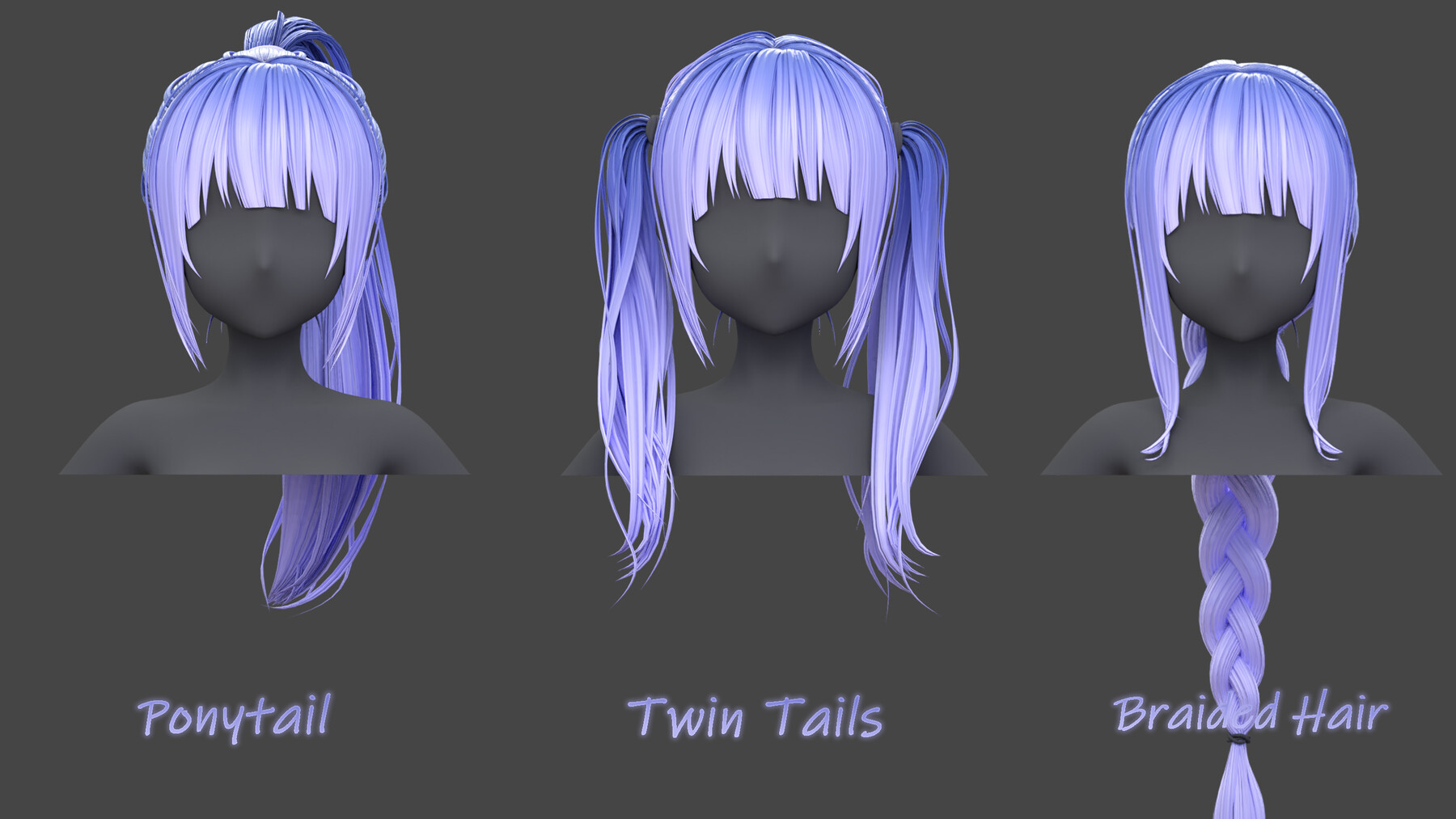 ArtStation - Poly Hairstyle pack-12 types of Hairstyles(obj, fbx, blend ...