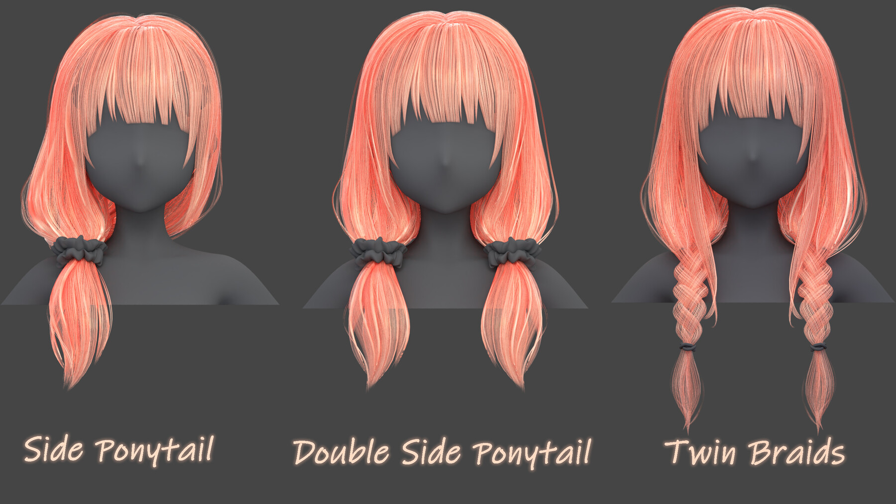 ArtStation - Poly Hairstyle pack-12 types of Hairstyles(obj, fbx, blend ...