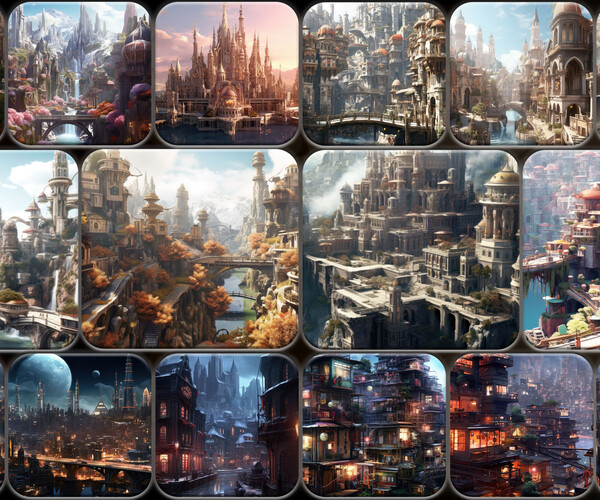 ArtStation - 220 Fantasy City Reference Pack | 4K | v.10 | Artworks