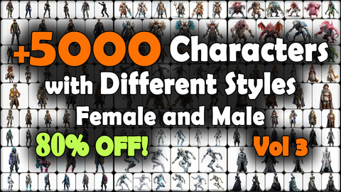 5000 Characters with Different Styles Reference Pack | MEGA Bundle | 4K | v.3