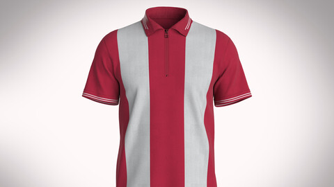 HALF-ZIP STRIPED POLO T-SHIRT