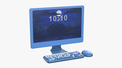 Sweet Pc Set Monitor Keyboard Mouse Night Blue Version